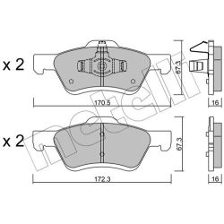 Stabdžių trinkelių rinkinys, diskinis stabdys METELLI 22-0906-0