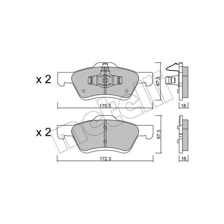 Stabdžių trinkelių rinkinys, diskinis stabdys METELLI 22-0906-0
