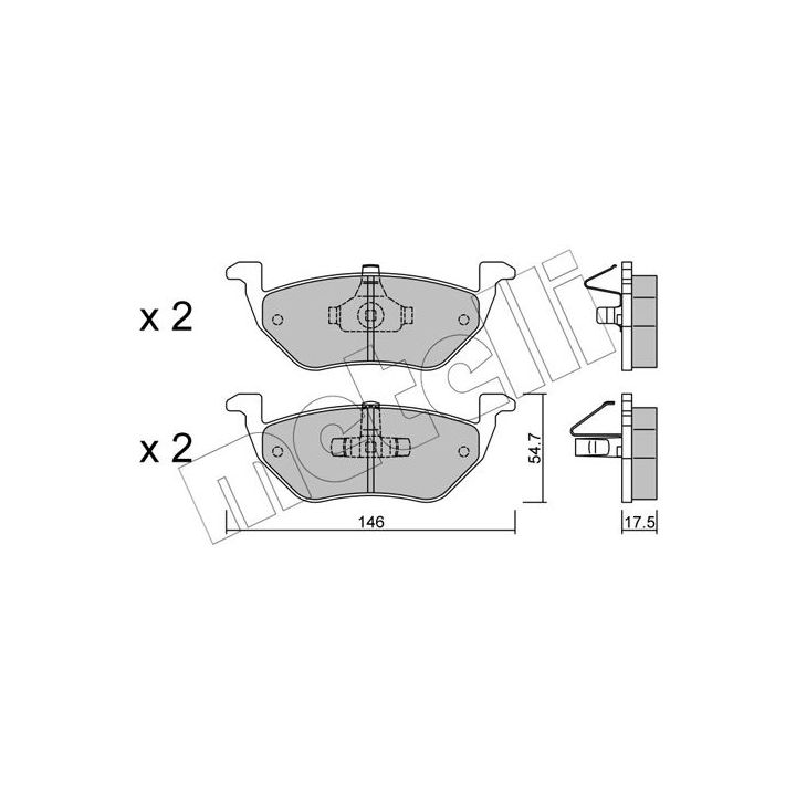 Stabdžių trinkelių rinkinys, diskinis stabdys METELLI 22-0907-0