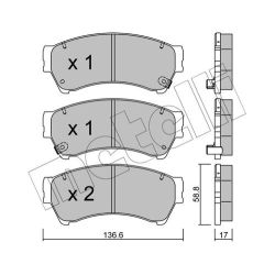 Stabdžių trinkelių rinkinys, diskinis stabdys METELLI 22-0924-0