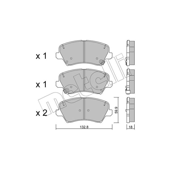 Stabdžių trinkelių rinkinys, diskinis stabdys METELLI 22-0944-0