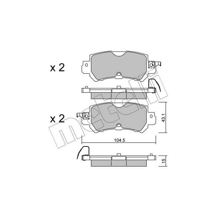 Stabdžių trinkelių rinkinys, diskinis stabdys METELLI 22-0970-0