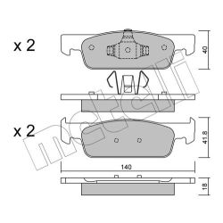 Stabdžių trinkelių rinkinys, diskinis stabdys METELLI 22-0975-0
