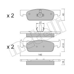 Stabdžių trinkelių rinkinys, diskinis stabdys METELLI 22-0975-3