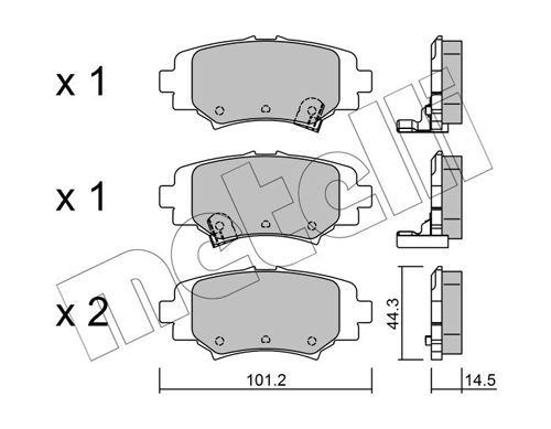 Stabdžių trinkelių rinkinys, diskinis stabdys METELLI 22-0993-0