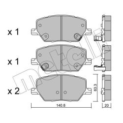 Stabdžių trinkelių rinkinys, diskinis stabdys METELLI 22-1001-0
