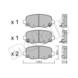 Stabdžių trinkelių rinkinys, diskinis stabdys METELLI 22-1002-1