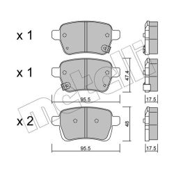 Stabdžių trinkelių rinkinys, diskinis stabdys METELLI 22-1012-0