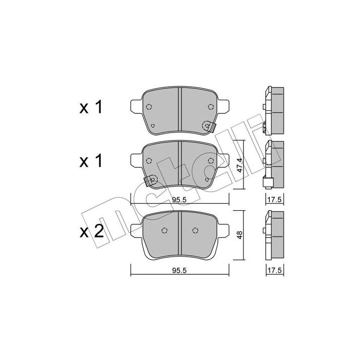 Stabdžių trinkelių rinkinys, diskinis stabdys METELLI 22-1012-0