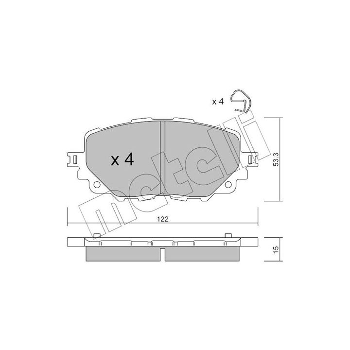 Stabdžių trinkelių rinkinys, diskinis stabdys METELLI 22-1086-0