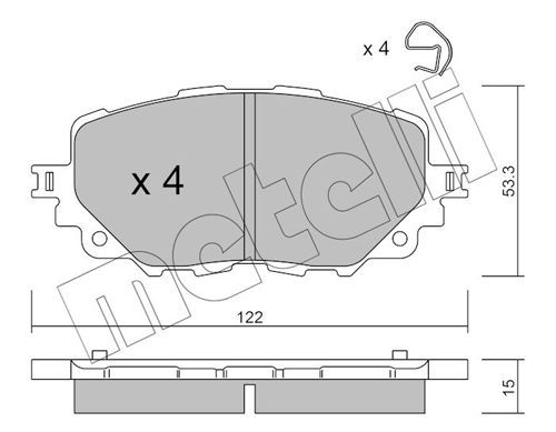 Stabdžių trinkelių rinkinys, diskinis stabdys METELLI 22-1086-0