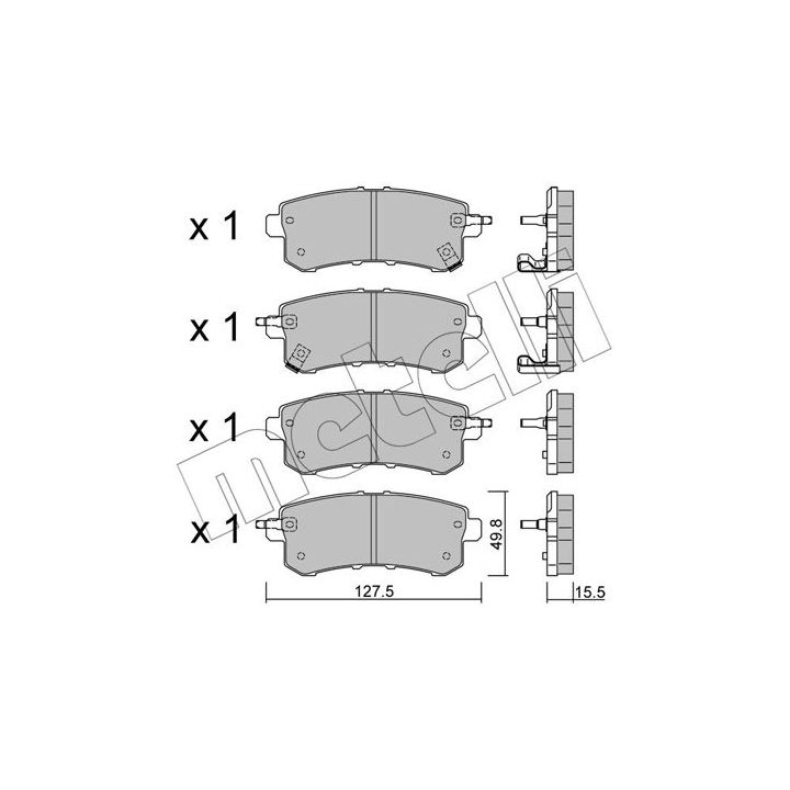 Stabdžių trinkelių rinkinys, diskinis stabdys METELLI 22-1155-0