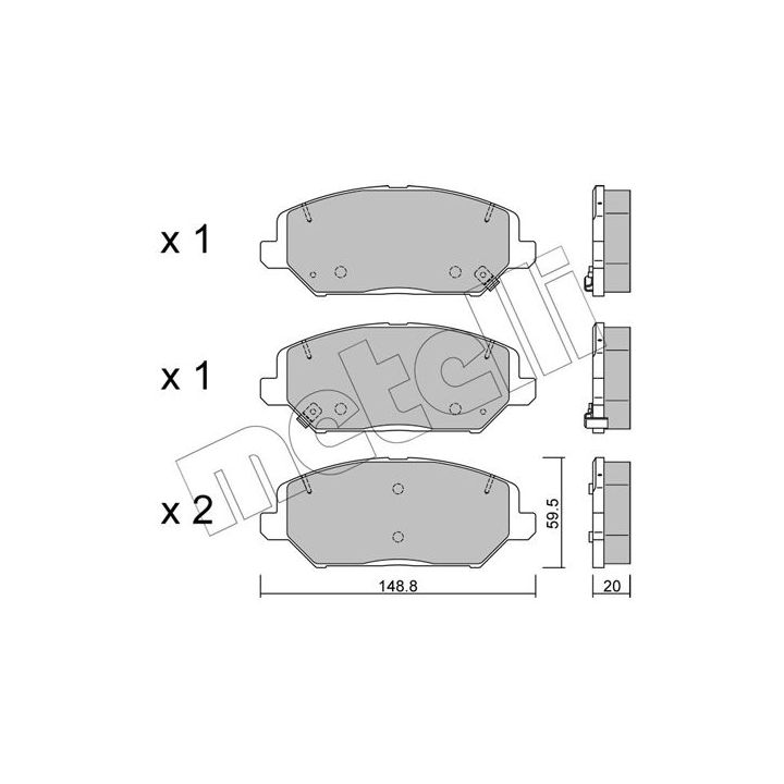 Stabdžių trinkelių rinkinys, diskinis stabdys METELLI 22-1163-0