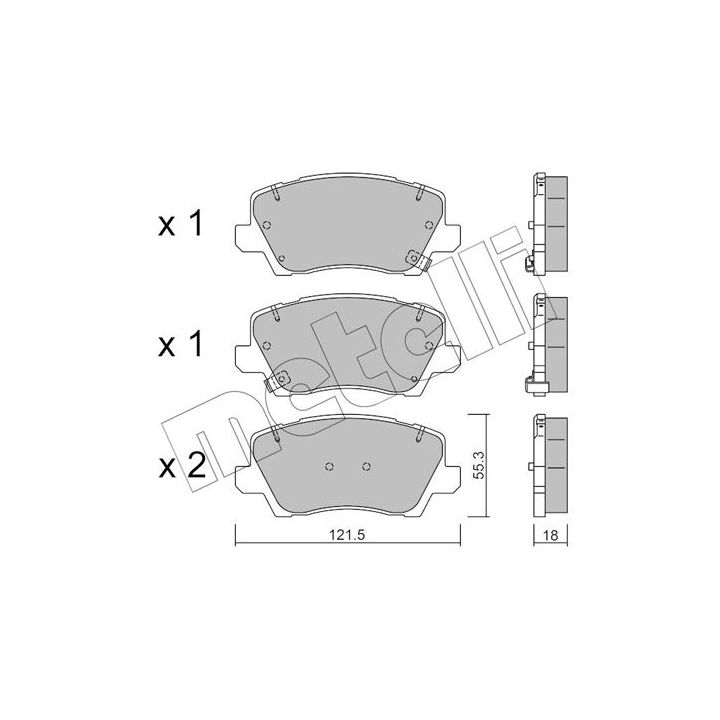 Stabdžių trinkelių rinkinys, diskinis stabdys METELLI 22-1165-0