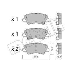 Stabdžių trinkelių rinkinys, diskinis stabdys METELLI 22-1166-0