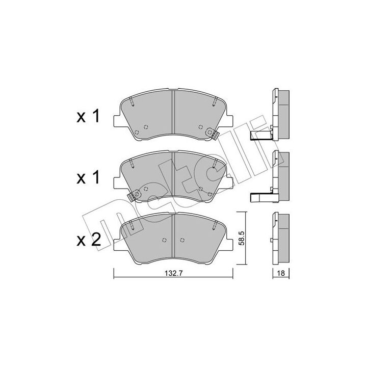 Stabdžių trinkelių rinkinys, diskinis stabdys METELLI 22-1167-0