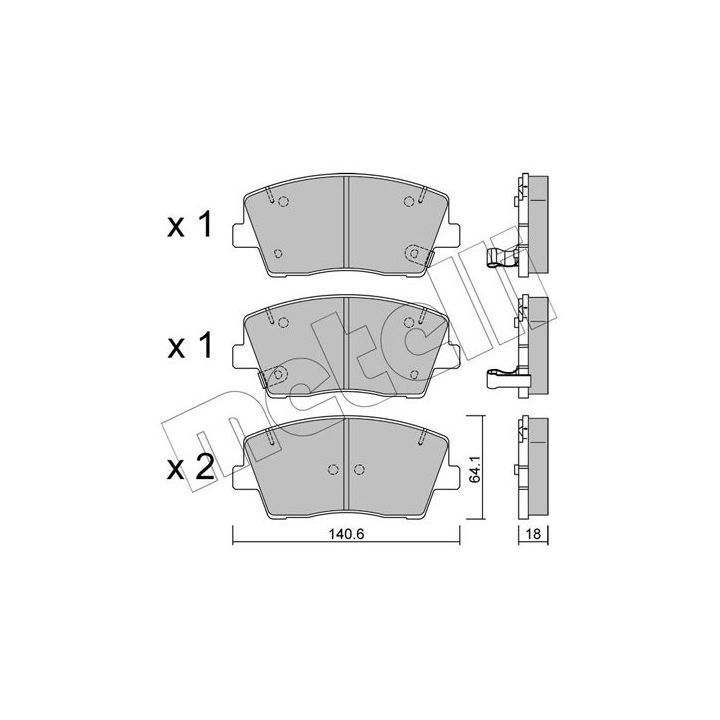 Stabdžių trinkelių rinkinys, diskinis stabdys METELLI 22-1168-0