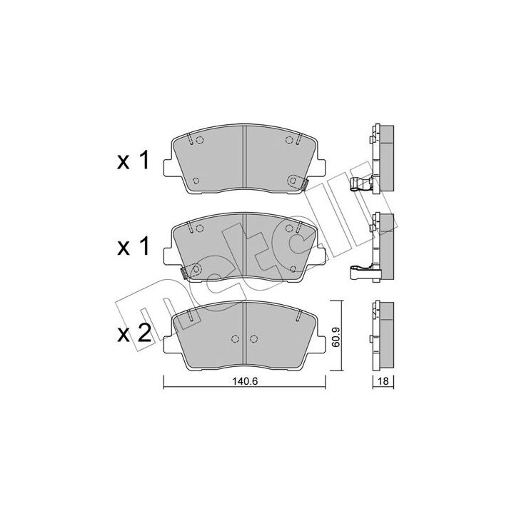 Stabdžių trinkelių rinkinys, diskinis stabdys METELLI 22-1169-0