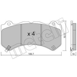 Stabdžių trinkelių rinkinys, diskinis stabdys METELLI 22-1182-0