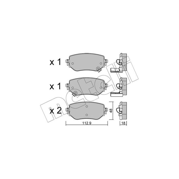 Stabdžių trinkelių rinkinys, diskinis stabdys METELLI 22-1192-0