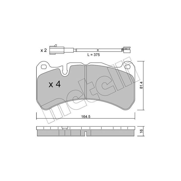 Stabdžių trinkelių rinkinys, diskinis stabdys METELLI 22-1201-1