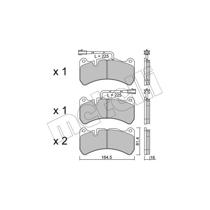 Stabdžių trinkelių rinkinys, diskinis stabdys METELLI 22-1201-2