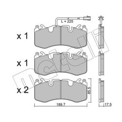 Stabdžių trinkelių rinkinys, diskinis stabdys METELLI 22-1202-0