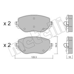 Stabdžių trinkelių rinkinys, diskinis stabdys METELLI 22-1225-0
