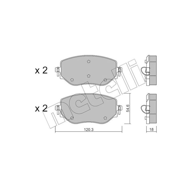 Stabdžių trinkelių rinkinys, diskinis stabdys METELLI 22-1225-0
