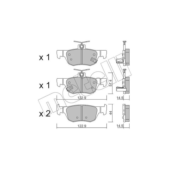 Stabdžių trinkelių rinkinys, diskinis stabdys METELLI 22-1226-0