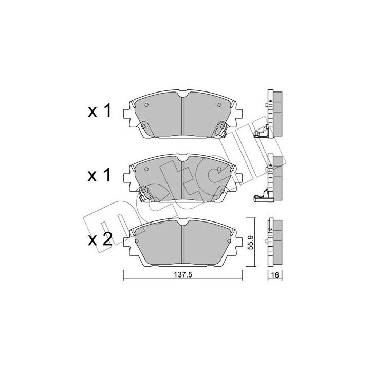 Stabdžių trinkelių rinkinys, diskinis stabdys METELLI 22-1237-0