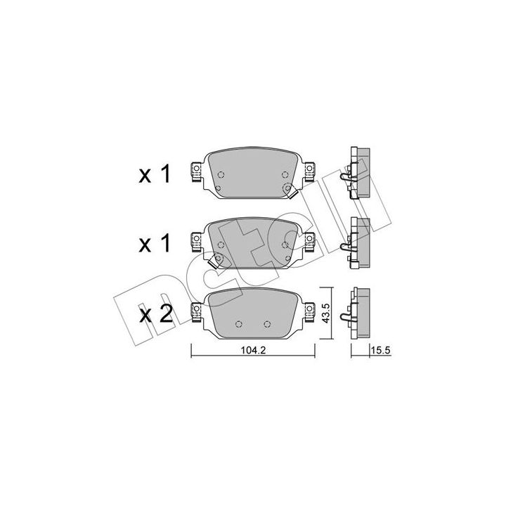 Stabdžių trinkelių rinkinys, diskinis stabdys METELLI 22-1238-0