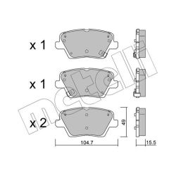 Stabdžių trinkelių rinkinys, diskinis stabdys METELLI 22-1243-0
