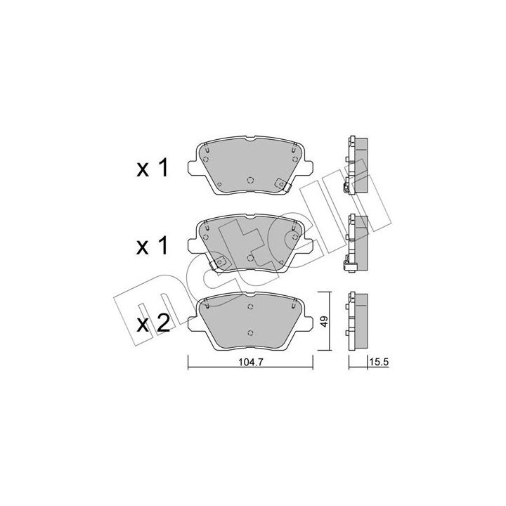 Stabdžių trinkelių rinkinys, diskinis stabdys METELLI 22-1243-0