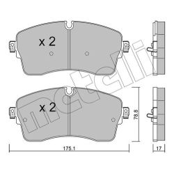 Stabdžių trinkelių rinkinys, diskinis stabdys METELLI 22-1250-0