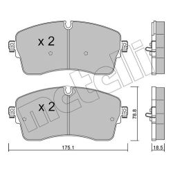 Stabdžių trinkelių rinkinys, diskinis stabdys METELLI 22-1250-1