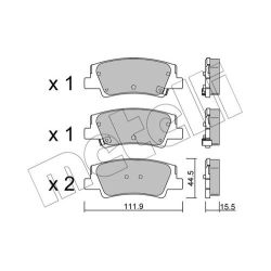 Stabdžių trinkelių rinkinys, diskinis stabdys METELLI 22-1299-0