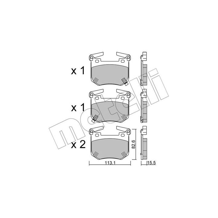 Stabdžių trinkelių rinkinys, diskinis stabdys METELLI 22-1307-0