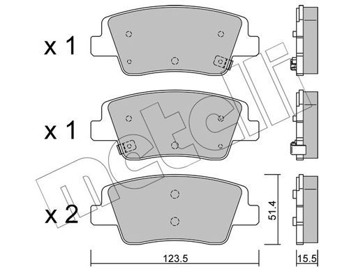 Stabdžių trinkelių rinkinys, diskinis stabdys METELLI 22-1360-0