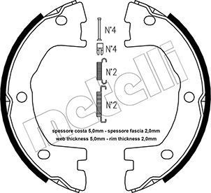 Stabdžių trinkelių komplektas, stovėjimo stabdis METELLI 53-0077K