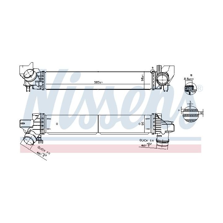 Tarpinis suslėgto oro aušintuvas, kompresorius NISSENS 961269
