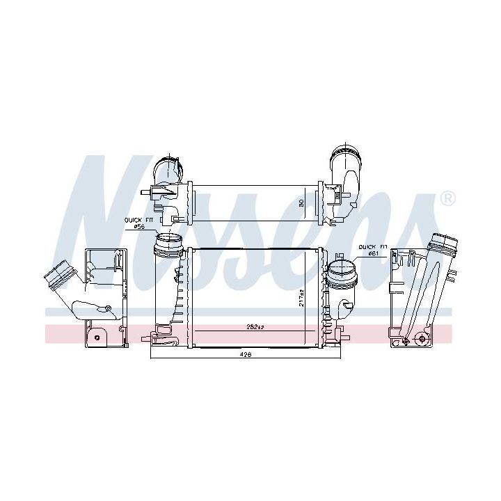 Tarpinis suslėgto oro aušintuvas, kompresorius NISSENS 961289