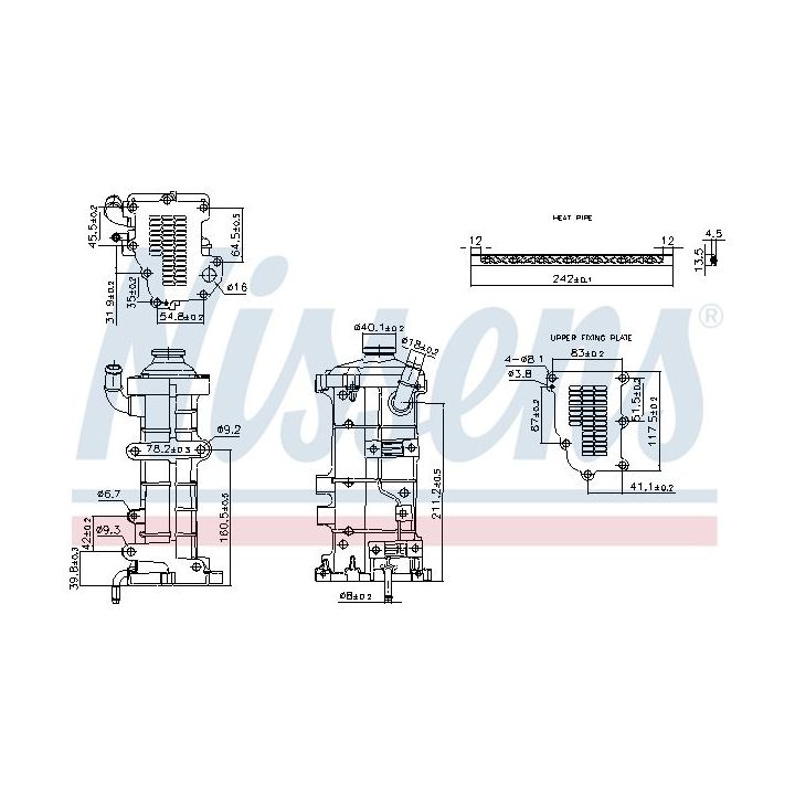 Aušintuvas, išmetamųjų dujų recirkuliacija NISSENS 989374
