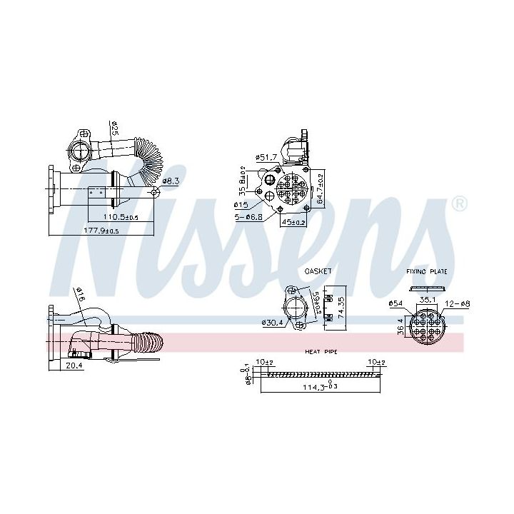 Aušintuvas, išmetamųjų dujų recirkuliacija NISSENS 989453