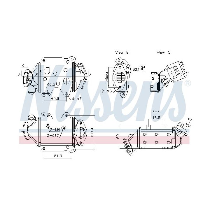 Aušintuvas, išmetamųjų dujų recirkuliacija NISSENS 989457