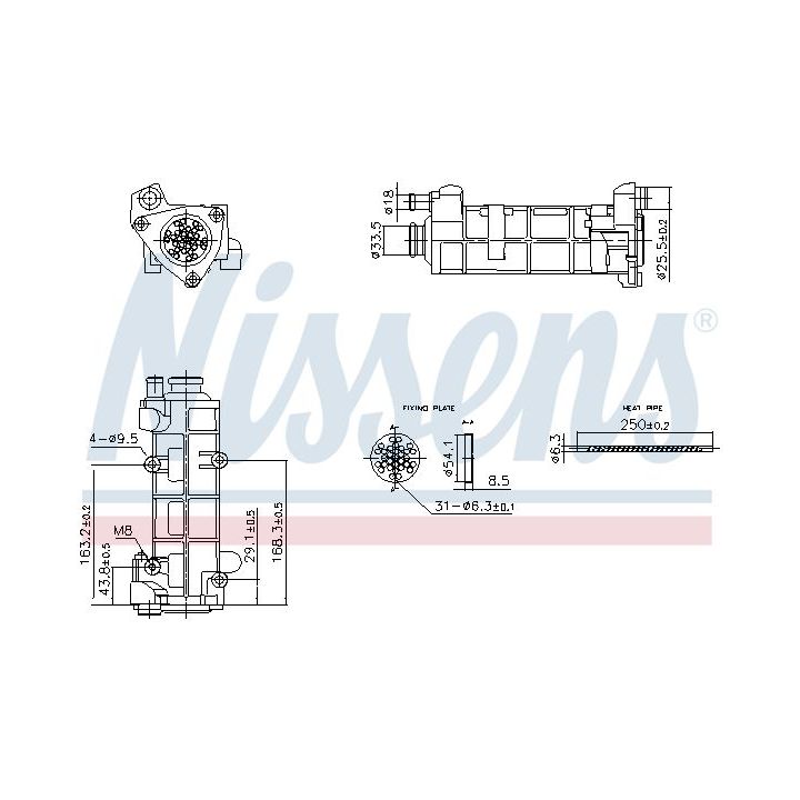 Aušintuvas, išmetamųjų dujų recirkuliacija NISSENS 989458