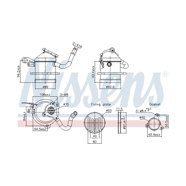 Aušintuvas, išmetamųjų dujų recirkuliacija NISSENS 989480