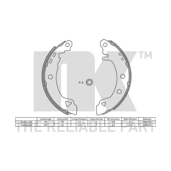 Stabdžių trinkelių komplektas NK 2710487