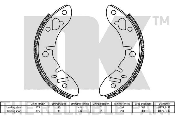 Stabdžių trinkelių komplektas NK 2712003