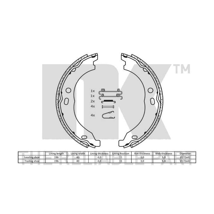 Stabdžių trinkelių komplektas, stovėjimo stabdis NK 2719754